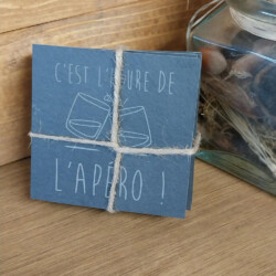 lot de 4 sous verres en ardoise gravées