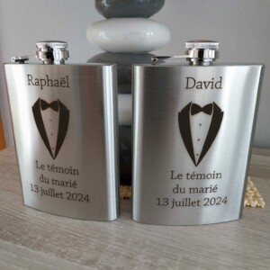 flasque gravée pour témoin de mariage